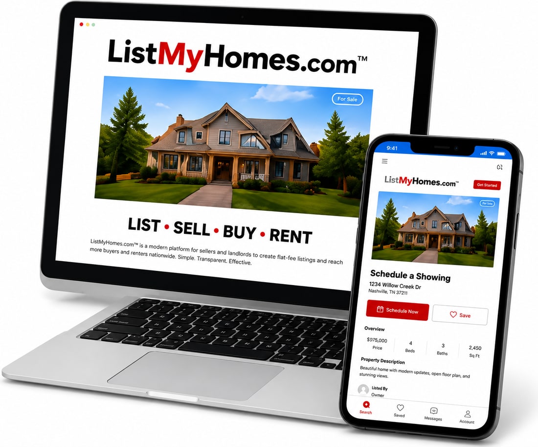 ListMyHomes.com shown on a laptop and phone